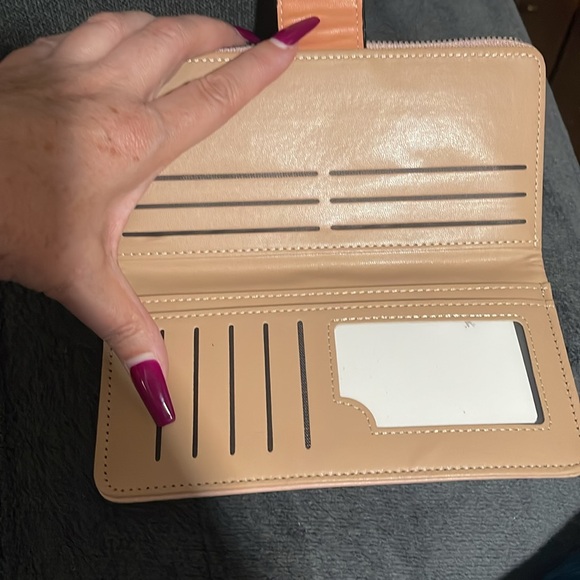 Vegan Leather Wallet 3-Tone Blush Smooth Long - Picture 5 of 6